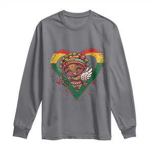 Cute Black Cupid Long Sleeve Shirt Melanin Pride Valentines Day Gift TS12 Charcoal Print Your Wear
