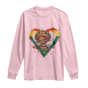 Cute Black Cupid Long Sleeve Shirt Melanin Pride Valentines Day Gift TS12 Light Pink Print Your Wear