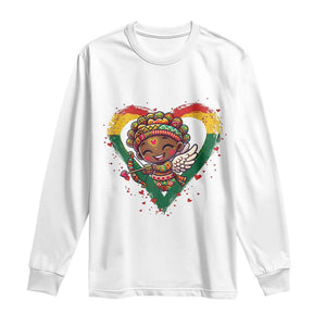 Cute Black Cupid Long Sleeve Shirt Melanin Pride Valentines Day Gift TS12 White Print Your Wear