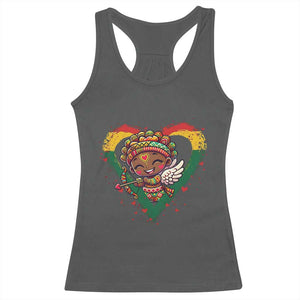 Cute Black Cupid Racerback Tank Top Melanin Pride Valentines Day Gift TS12 Dark Heather Print Your Wear