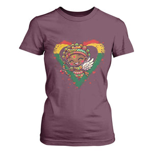 Cute Black Cupid T Shirt For Women Melanin Pride Valentines Day Gift TS12 Maroon Print Your Wear