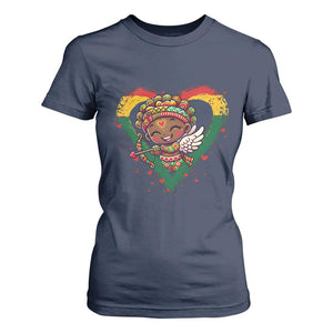 Cute Black Cupid T Shirt For Women Melanin Pride Valentines Day Gift TS12 Navy Print Your Wear