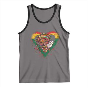 Cute Black Cupid Tank Top Melanin Pride Valentines Day Gift TS12 Deep Heather Black Print Your Wear