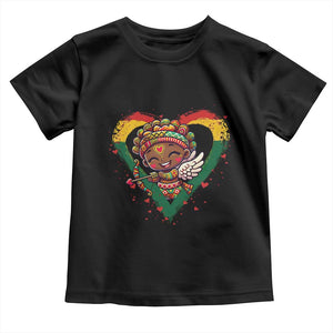 Cute Black Cupid Toddler T Shirt Melanin Pride Valentines Day Gift TS12 Black Print Your Wear
