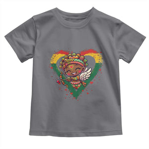 Cute Black Cupid Toddler T Shirt Melanin Pride Valentines Day Gift TS12 Charcoal Print Your Wear