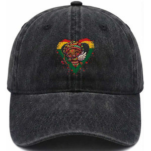 Cute Black Cupid Washed Cotton Baseball Cap Melanin Pride Valentines Day Gift TS12 Print Your Wear