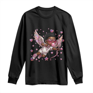Cute Black Cupid Long Sleeve Shirt African American Valentines Day Gift TS12 Black Print Your Wear