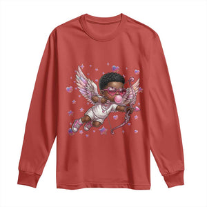Cute Black Cupid Long Sleeve Shirt African American Valentines Day Gift TS12 Red Print Your Wear