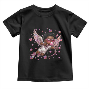 Cute Black Cupid Toddler T Shirt African American Valentines Day Gift TS12 Black Print Your Wear