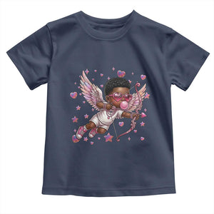 Cute Black Cupid Toddler T Shirt African American Valentines Day Gift TS12 Navy Print Your Wear