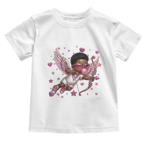 Cute Black Cupid Toddler T Shirt African American Valentines Day Gift TS12 White Print Your Wear