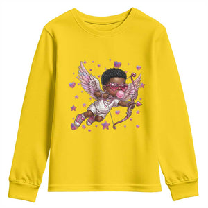 Cute Black Cupid Youth Sweatshirt African American Valentines Day Gift TS12 Daisy Print Your Wear