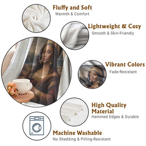 Funny Black Mona Lisa Throw Blanket Melanin Queen Black History Month TS12 Print Your Wear