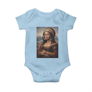 Funny Black Mona Lisa Baby Onesie Melanin Queen Black History Month TS12 Light Blue Print Your Wear