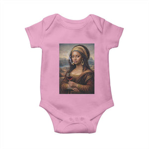 Funny Black Mona Lisa Baby Onesie Melanin Queen Black History Month TS12 Light Pink Print Your Wear