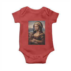 Funny Black Mona Lisa Baby Onesie Melanin Queen Black History Month TS12 Red Print Your Wear