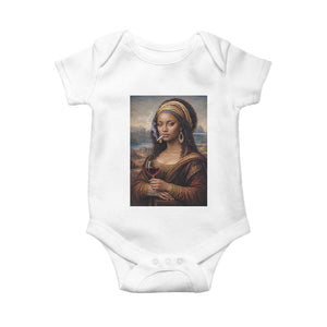 Funny Black Mona Lisa Baby Onesie Melanin Queen Black History Month TS12 White Print Your Wear