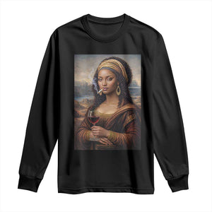 Funny Black Mona Lisa Long Sleeve Shirt Melanin Queen Black History Month TS12 Black Print Your Wear