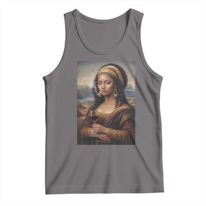 Funny Black Mona Lisa Tank Top Melanin Queen Black History Month TS12 Deep Heather Print Your Wear