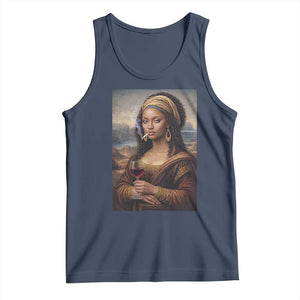 Funny Black Mona Lisa Tank Top Melanin Queen Black History Month TS12 Navy Print Your Wear