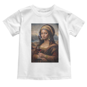 Funny Black Mona Lisa Toddler T Shirt Melanin Queen Black History Month TS12 White Print Your Wear