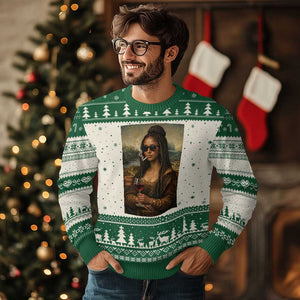 Black Mona Lisa African American Ugly Christmas Sweater Black History Month TS12 Beige Green Print Your Wear