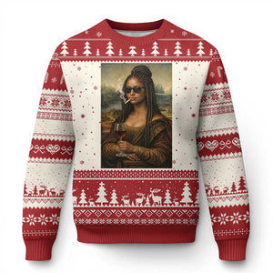Black Mona Lisa African American Ugly Christmas Sweater Black History Month TS12 Beige Red Print Your Wear