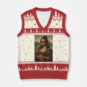 Black Mona Lisa African American V-Neck Knit Sweater Vest Black History Month TS12 Beige Red Print Your Wear