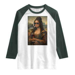 Black Mona Lisa African American Raglan Shirt Black History Month TS12 White Dark Forest Green Print Your Wear