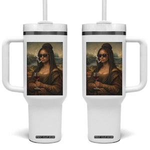 Black Mona Lisa African American Tumbler With Handle Black History Month TS12 One Size: 40 oz White Print Your Wear