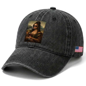 Black Mona Lisa African American Washed Cotton Baseball Cap Black History Month TS12 Print Your Wear