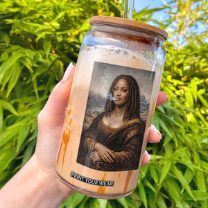 Funny Black Mona Lisa Glass Can African American Pride TS12 White Print Your Wear