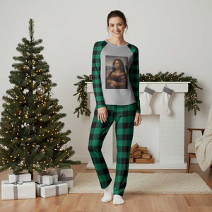 Funny Black Mona Lisa Plaid Pajama Set African American Pride TS12 Green Plaid Print Your Wear