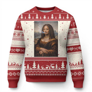 Funny Black Mona Lisa Ugly Christmas Sweater African American Pride TS12 Beige Red Print Your Wear