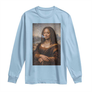 Funny Black Mona Lisa Long Sleeve Shirt African American Pride TS12 Light Blue Print Your Wear