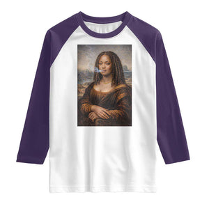 Funny Black Mona Lisa Raglan Shirt African American Pride TS12 White Purple Print Your Wear