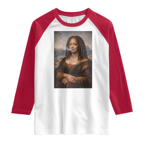 Funny Black Mona Lisa Raglan Shirt African American Pride TS12 White Red Print Your Wear