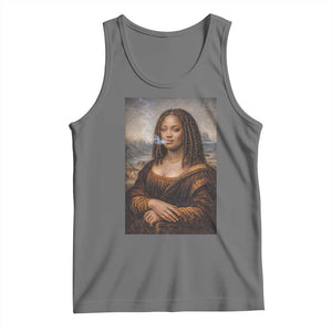 Funny Black Mona Lisa Tank Top African American Pride TS12 Black Heather Print Your Wear
