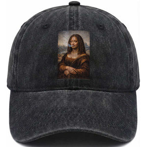 Funny Black Mona Lisa Washed Cotton Baseball Cap African American Pride TS12 Print Your Wear