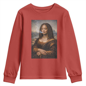 Funny Black Mona Lisa Youth Sweatshirt African American Pride TS12 Red Print Your Wear