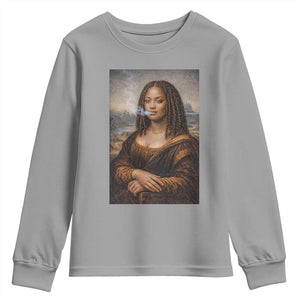 Funny Black Mona Lisa Youth Sweatshirt African American Pride TS12 Sport Gray Print Your Wear