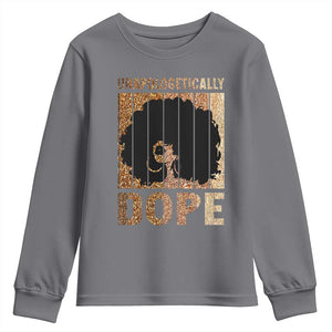 Melanin Queen Glitter Print Youth Sweatshirt Unapologetically Dope TS12 Charcoal Print Your Wear