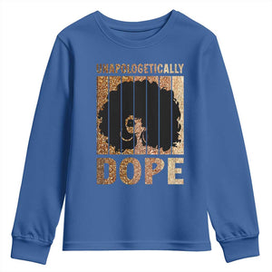 Melanin Queen Glitter Print Youth Sweatshirt Unapologetically Dope TS12 Royal Blue Print Your Wear
