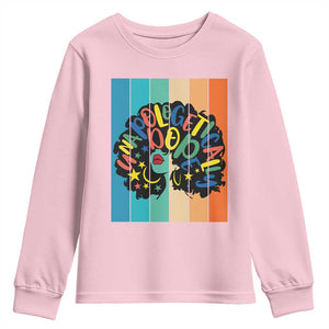 Black Girl Magic Pride Youth Sweatshirt Unapologetically Dope Retro Sunset TS12 Light Pink Print Your Wear