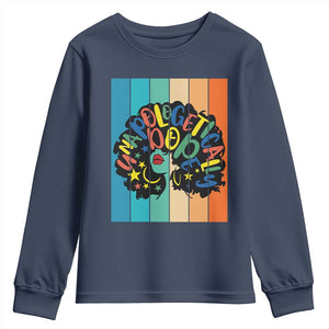 Black Girl Magic Pride Youth Sweatshirt Unapologetically Dope Retro Sunset TS12 Navy Print Your Wear