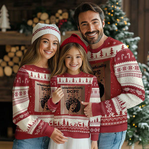 Inspirational Black Women Gift Ugly Christmas Sweater Unapologetically Dope TS12 Red Beige Print Your Wear