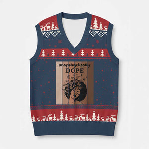 Inspirational Black Women Gift V-Neck Knit Sweater Vest Unapologetically Dope TS12 Navy Red Print Your Wear