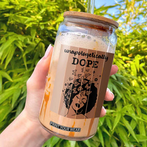 Inspirational Black Women Gift Glass Can Unapologetically Dope TS12 Black Print Your Wear