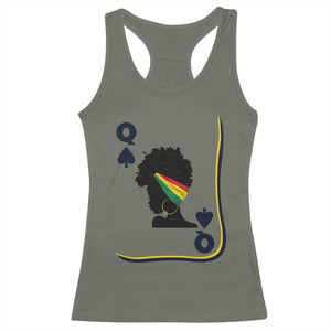 Black Woman Gift Racerback Tank Top Melanin Queen Card TS12 Military Green Print Your Wear