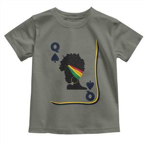 Black Woman Gift Toddler T Shirt Melanin Queen Card TS12 Military Green Print Your Wear